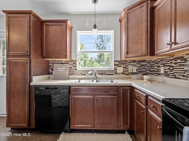 212 Peaceful Ln, Hubert, NC 28539 - kitchen featuring black dishwasher, a healthy amount of sunlight, a sink, and wood finished floors