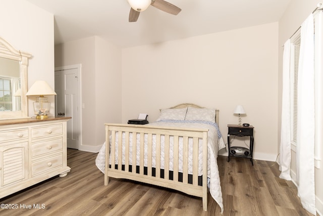 151 Windsor Ln, Edenton, NC 27932 - bedroom with baseboards, a ceiling fan, and wood finished floors