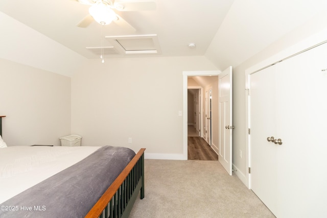 151 Windsor Ln, Edenton, NC 27932 - carpeted bedroom featuring a ceiling fan and lofted ceiling