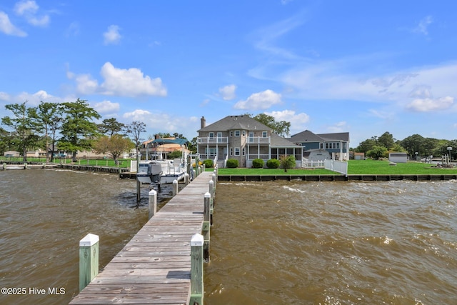 view of dock featuring a water view