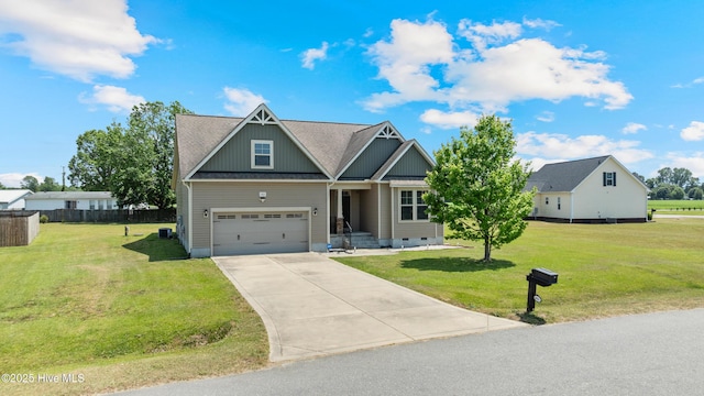 craftsman inspired home with driveway, a garage, board and batten siding, and roof with shingles