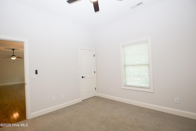 4 Cordelia Way, Vass, NC 28394 - empty room with baseboards, ceiling fan, carpet, and visible vents