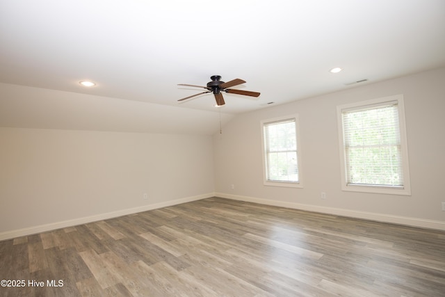 4 Cordelia Way, Vass, NC 28394 - additional living space featuring visible vents, a ceiling fan, light wood-style flooring, and baseboards