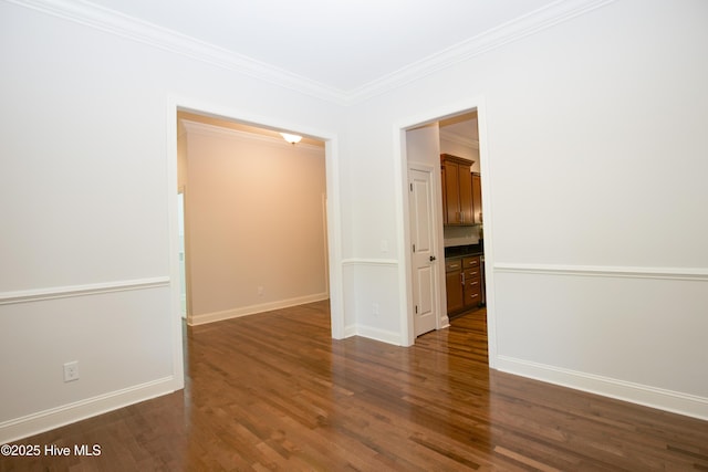 4 Cordelia Way, Vass, NC 28394 - unfurnished room with baseboards, ornamental molding, and dark wood-style flooring