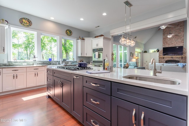 kitchen featuring a sink, white cabinetry, a wealth of natural light, and stainless steel appliances