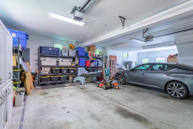 garage with a garage door opener
