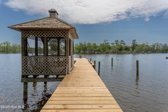 dock area featuring a water view