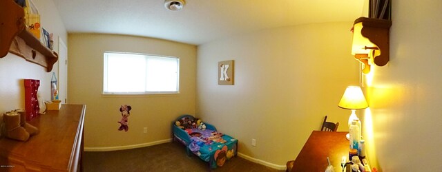 bedroom featuring baseboards and carpet