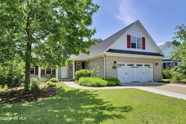 745 Royal Bonnet Dr, Wilmington, NC 28405 - traditional-style house featuring driveway, roof with shingles, a garage, brick siding, and a front lawn