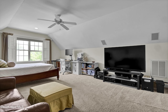 745 Royal Bonnet Dr, Wilmington, NC 28405 - bedroom featuring carpet, lofted ceiling, and visible vents