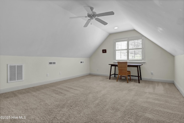 745 Royal Bonnet Dr, Wilmington, NC 28405 - bonus room featuring carpet floors, baseboards, visible vents, and vaulted ceiling