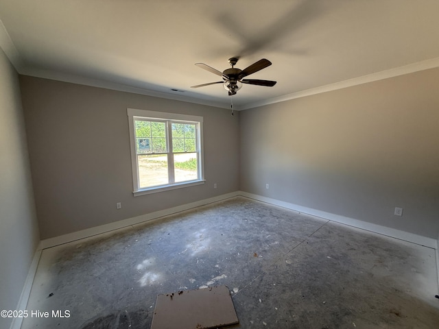 107 Tee Dr, Selma, NC 27576 - spare room with ornamental molding and a ceiling fan