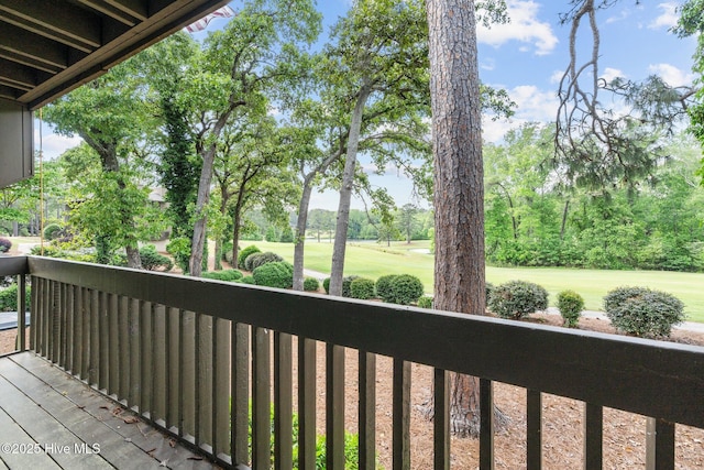 balcony featuring golf course view