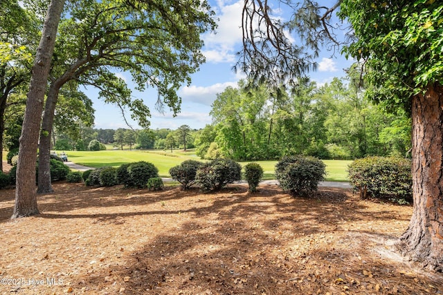 view of yard with view of golf course