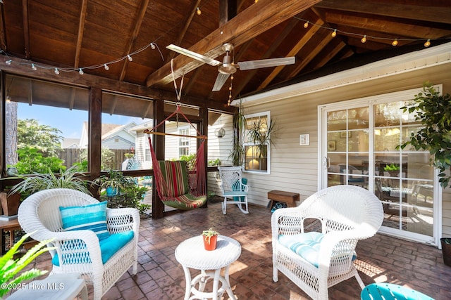 1164 Amber Pines Dr, Leland, NC 28451 - sunroom with beam ceiling and ceiling fan