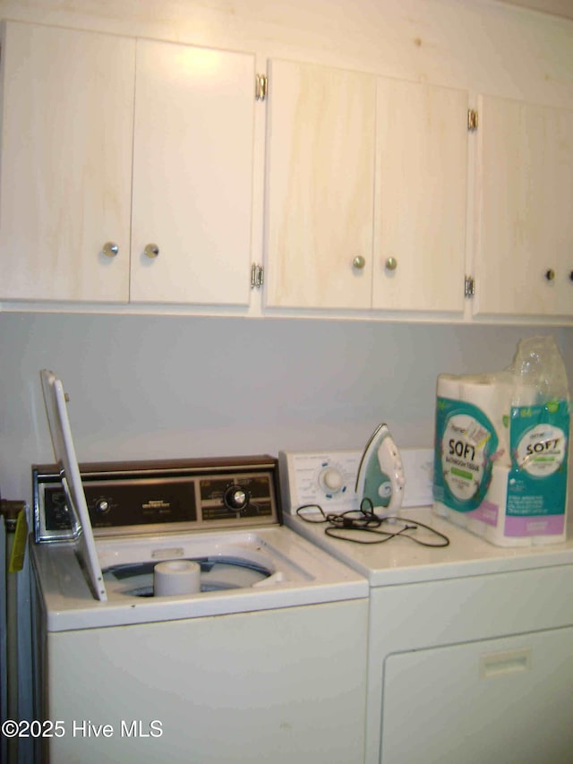 501 US-13, Windsor, NC 27983 - clothes washing area with cabinet space and washing machine and clothes dryer
