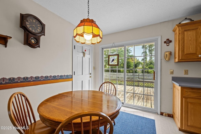 dining area featuring a textured ceiling