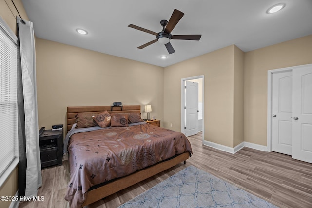 1203 English Colony Pl, Washington, NC 27889 - bedroom with wood finished floors, baseboards, recessed lighting, and ceiling fan