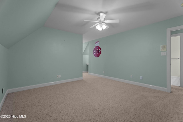 106 Cliffwell Dr, Goldsboro, NC 27530 - bonus room featuring ceiling fan, carpet floors, lofted ceiling, and baseboards