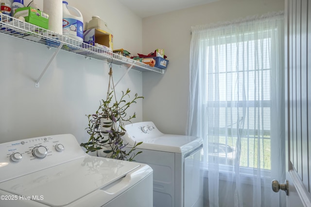 230 Lookout Ln, Sneads Ferry, NC 28460 - laundry room with a wealth of natural light, separate washer and dryer, and laundry area
