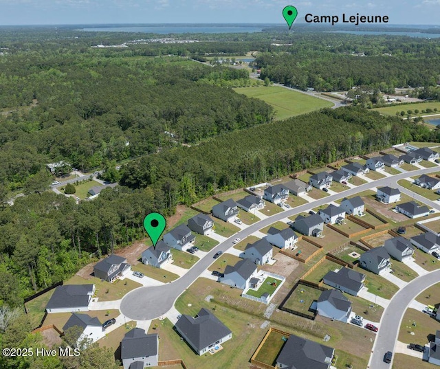 230 Lookout Ln, Sneads Ferry, NC 28460 - bird's eye view with a residential view and a view of trees
