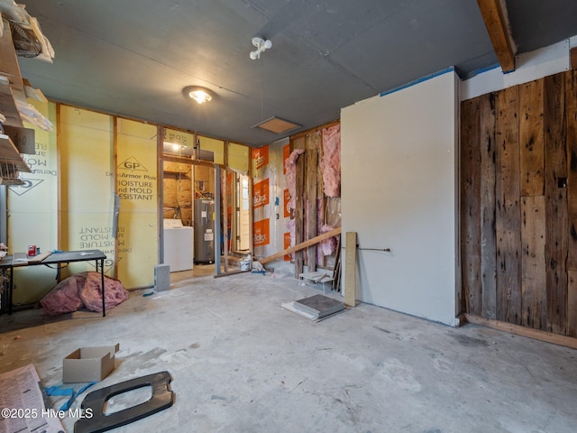 40 Eagle Rock Ln, Hubert, NC 28539 - interior space featuring washer / dryer, water heater, and wood walls