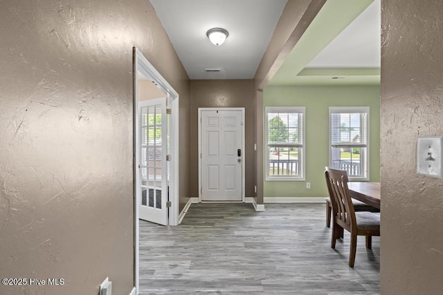 248 Seville St, Jacksonville, NC 28546 - foyer with a textured wall, wood finished floors, healthy amount of natural light, and baseboards