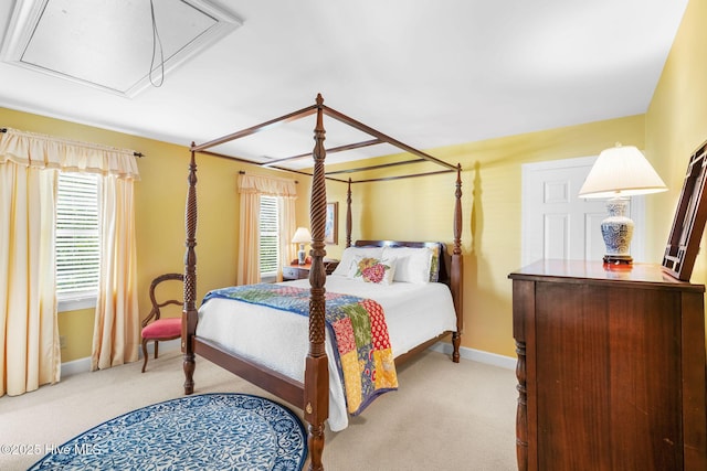 3504 Whimsy Way, Wilmington, NC 28411 - carpeted bedroom with baseboards and attic access