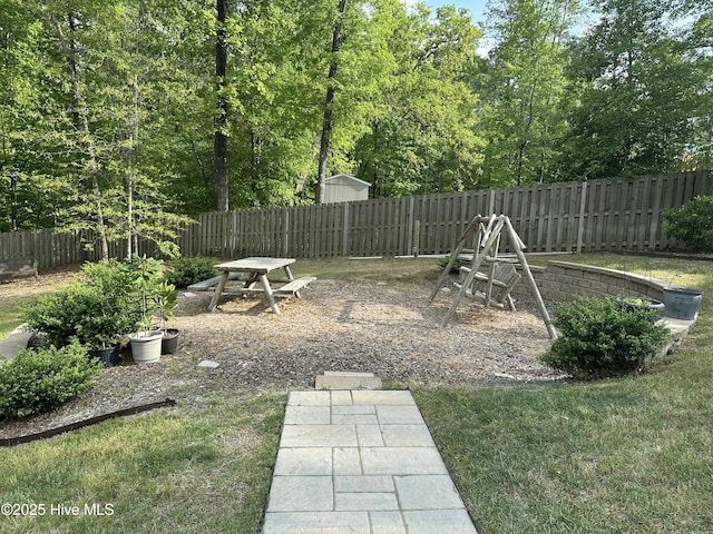 view of yard featuring a fenced backyard