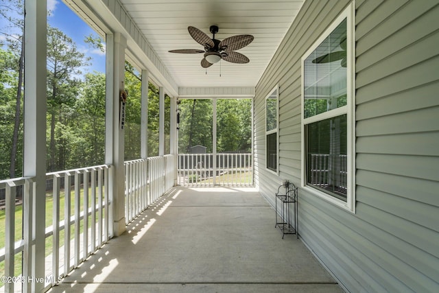 224 Pristine Ct, West End, NC 27376 - unfurnished sunroom with a ceiling fan