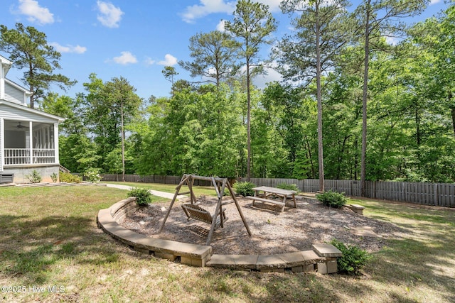 224 Pristine Ct, West End, NC 27376 - view of yard with a ceiling fan and a sunroom