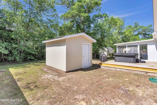 2005 E Oak Island Dr, Oak Island, NC 28465 - view of shed featuring a hot tub