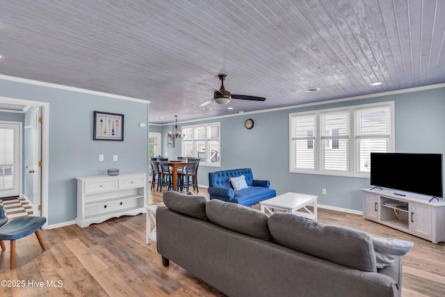 2005 E Oak Island Dr, Oak Island, NC 28465 - living area featuring crown molding, baseboards, and wooden ceiling