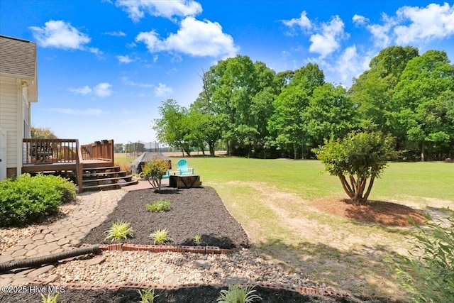 1171 Airport Rd, Pikeville, NC 27863 - view of yard featuring a wooden deck