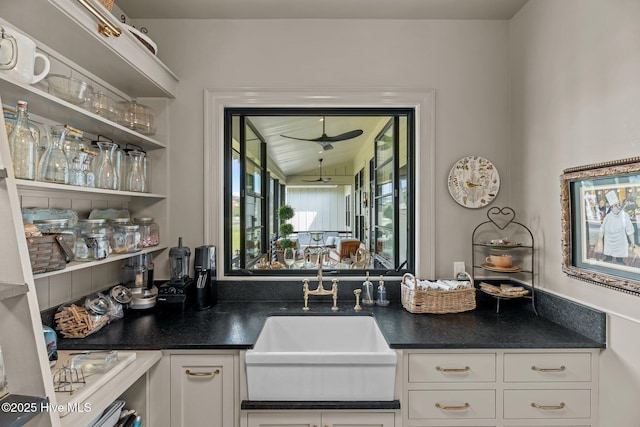 628 E Harborside Rd, Oriental, NC 28571 - bar with ceiling fan and a sink
