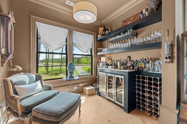 628 E Harborside Rd, Oriental, NC 28571 - bar with ornamental molding, a bar, and visible vents