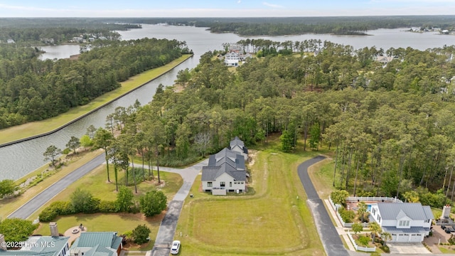 628 E Harborside Rd, Oriental, NC 28571 - birds eye view of property with a water view and a forest view