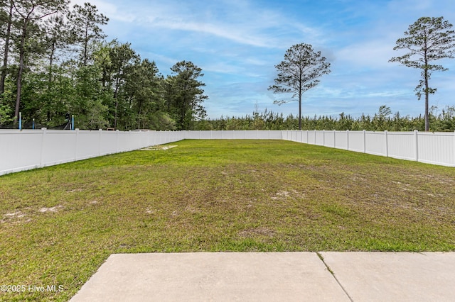 view of yard featuring a fenced backyard