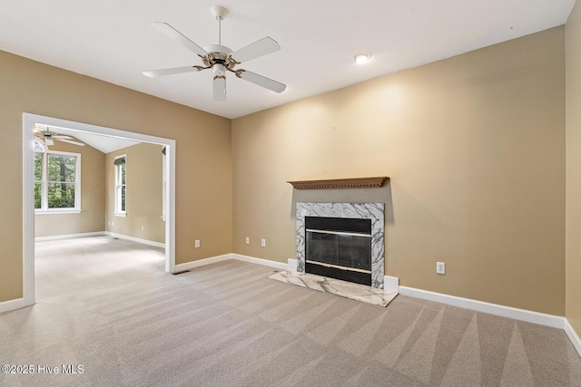 1601 Castalia Dr, Cary, NC 27513 - unfurnished living room with ceiling fan, carpet, and baseboards