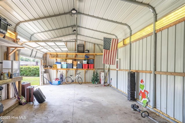 garage with metal wall