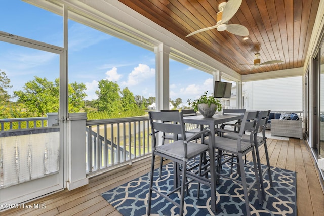729 Waterstone Dr, Wilmington, NC 28411 - deck with ceiling fan and outdoor dining space