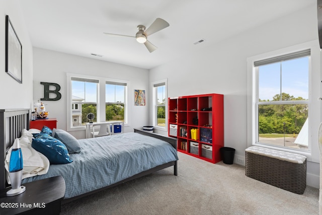 729 Waterstone Dr, Wilmington, NC 28411 - bedroom with carpet, multiple windows, and ceiling fan