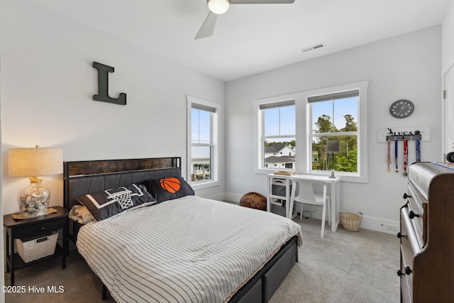 729 Waterstone Dr, Wilmington, NC 28411 - bedroom featuring carpet, ceiling fan, and baseboards