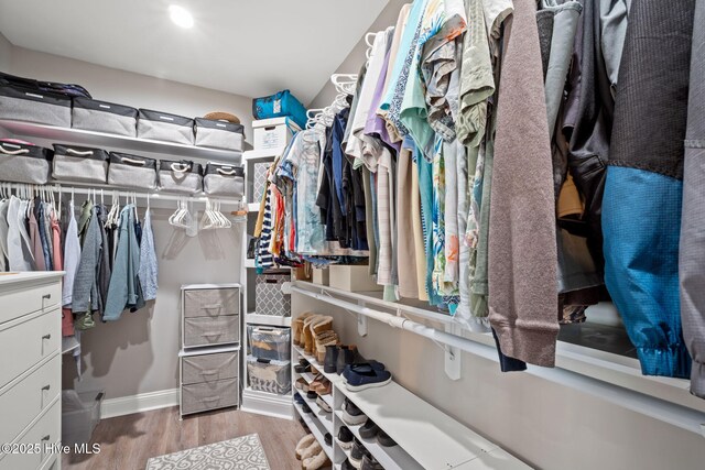 spacious closet with wood finished floors