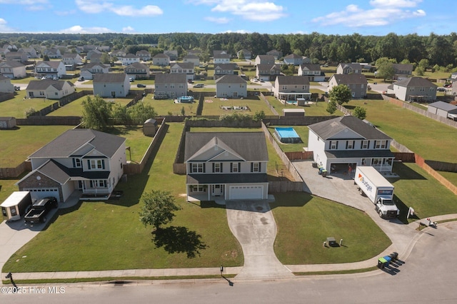 bird's eye view with a residential view
