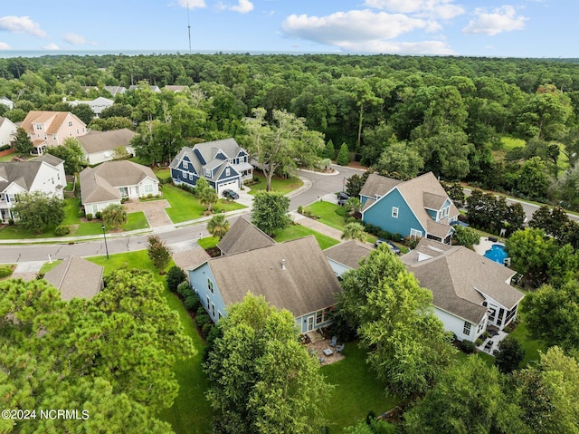 aerial view with a residential view and a forest view