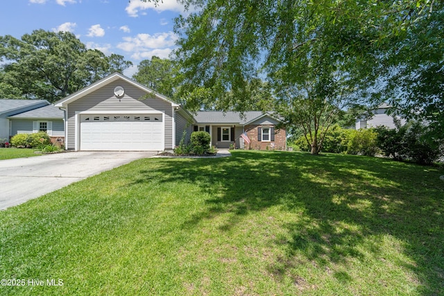 2686 Idlebrook Cir, Midway Park, NC 28544 - ranch-style home featuring a garage, concrete driveway, and a front yard