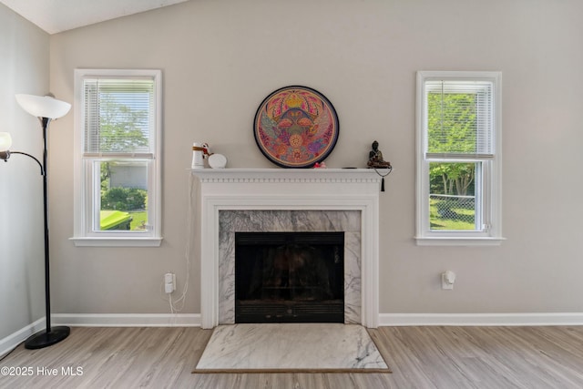 2686 Idlebrook Cir, Midway Park, NC 28544 - detailed view of wood finished floors, baseboards, and a premium fireplace