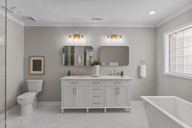 113 Rockledge Rd, Wilmington, NC 28412 - bathroom with baseboards, visible vents, a sink, and marble finish floor
