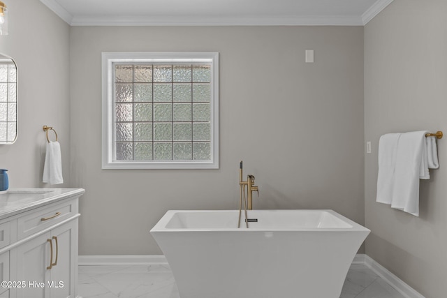 bathroom featuring baseboards, marble finish floor, and plenty of natural light
